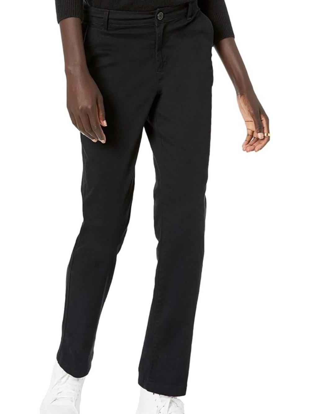 AMAZON ESSENTIALS Blac Slim Fit Straight Leg Mid Rise Stretch Twill Chino-Size 2